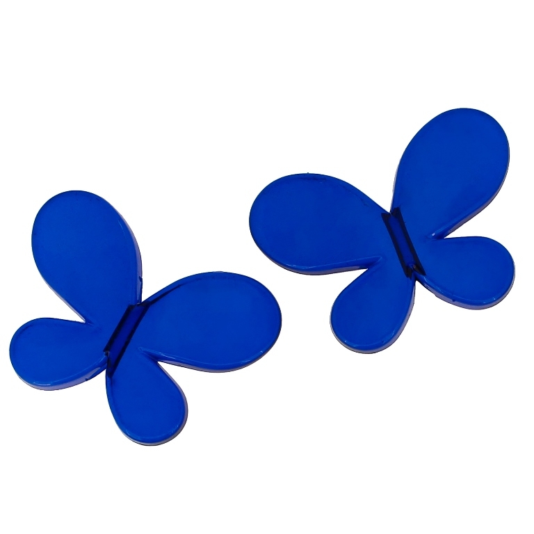 TRANSPARENT PLASTIC BEADS - BUTTERFLY 01 - SMOOTH 33x46x8mm BLUE (DARK) V44 - 50g Hole-3.5mm (6pcs.)