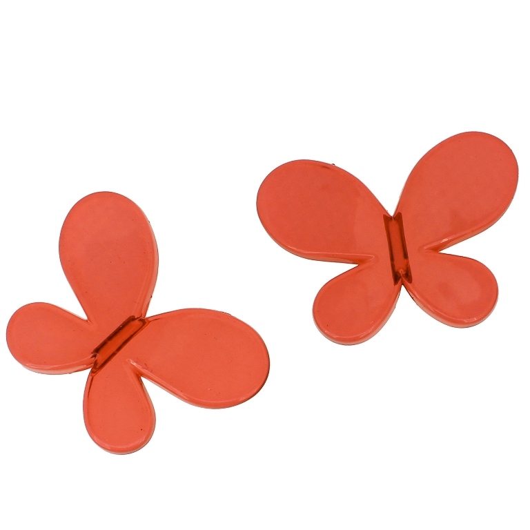 TRANSPARENT PLASTIC BEADS - BUTTERFLY 01 - SMOOTH 33x46x8mm RED 02 V10 - 50g Hole-3.5mm (6pcs.)