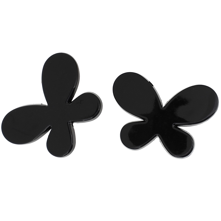 TRANSPARENT PLASTIC BEADS - BUTTERFLY 01 - SMOOTH 33x46x8mm BLACK V72 - 50g Hole-3.5mm (6pcs.)