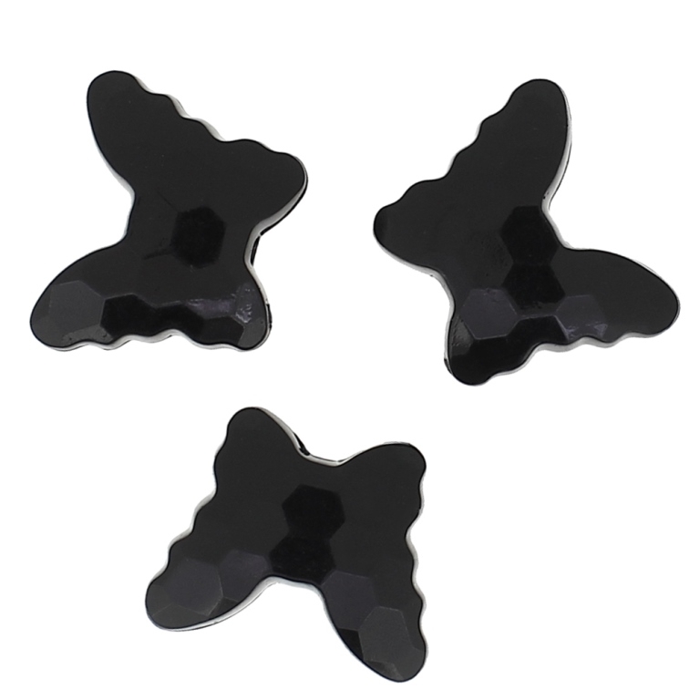 TRANSPARENT PLASTIC BEADS - BUTTERFLY 04 - FACETED 18x22x8mm BLACK V72 - 50g Hole-2.5mm (27pcs.)