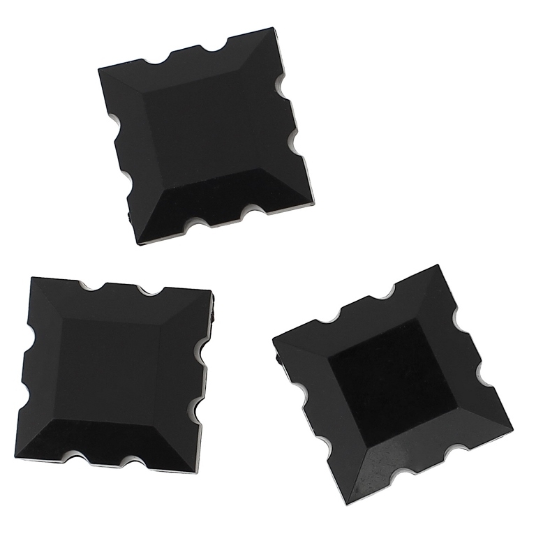 TRANSPARENT PLASTIC BEADS - TILE RELIEF - 33x24x11mm BLACK V72 - 50g Hole-2.8mm (9pcs.)