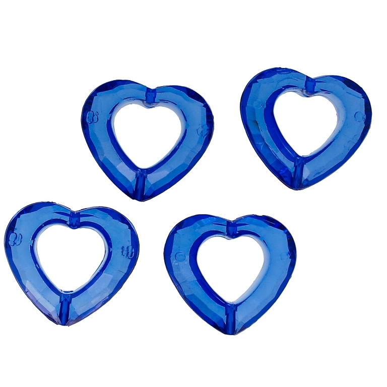 TRANSPARENT PLASTIC BEADS - HEART 08 CONTOUR - INNER HOLE 13x14mm - 25x28x9mm BLUE (DARK) V44 - 50g Hole-2.0mm (21pcs.)