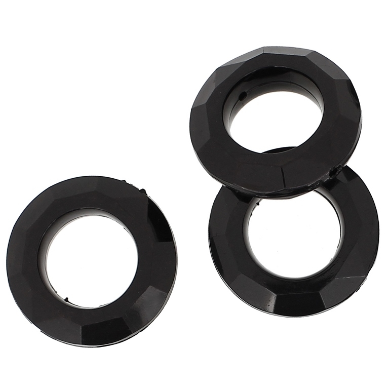 TRANSPARENT PLASTIC BEADS - RING FACETED 01 - INNER HOLE 16mm - 30x8mm BLACK V72 - PACKAGE 500g Hole-1.8mm (150pcs.)