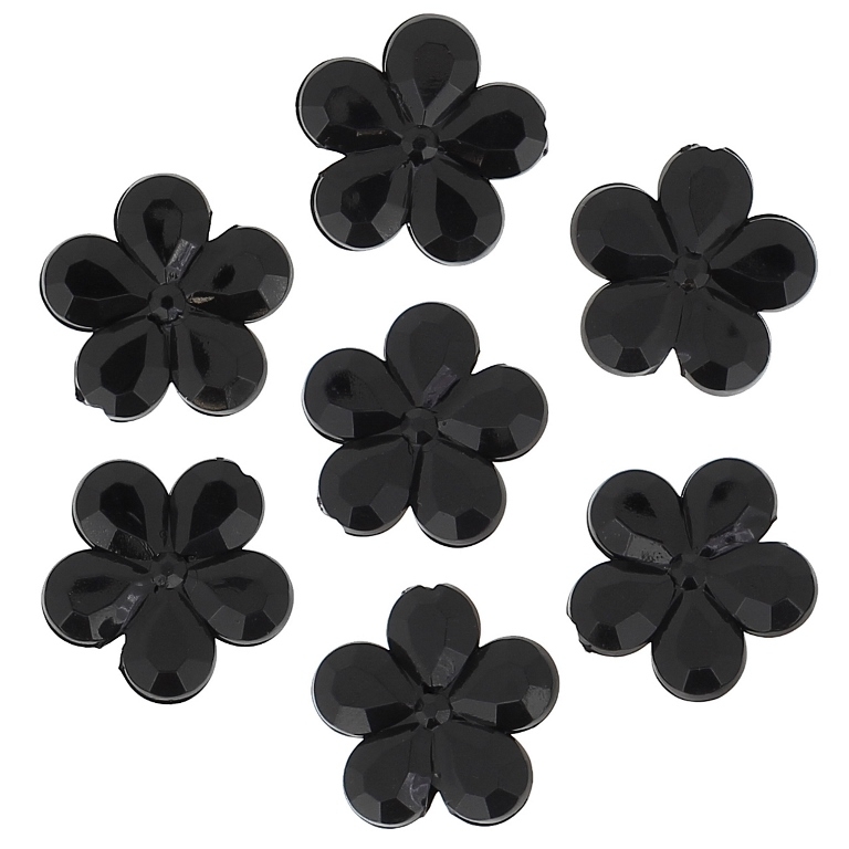 TRANSPARENT PLASTIC BEADS - FLOWER 03 FACETED - 20x5mm BLACK V72 - 50g Hole-2.0mm (50pcs.)