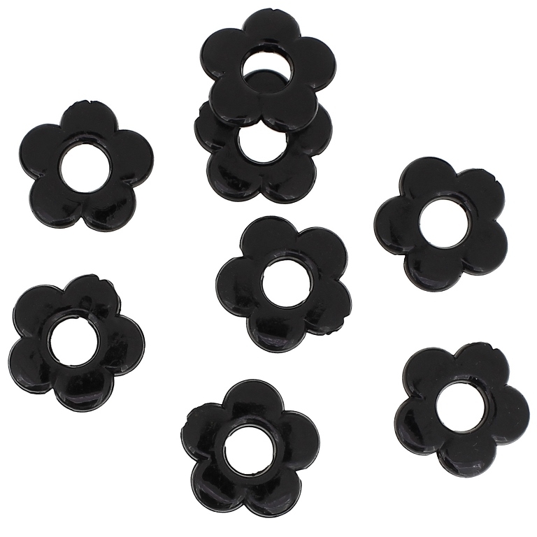 TRANSPARENT PLASTIC BEADS - FLOWER 06 - INNER HOLE 7.0mm - 19x3.5mm BLACK V72 - 50g Hole-1.8mm (61pcs.)