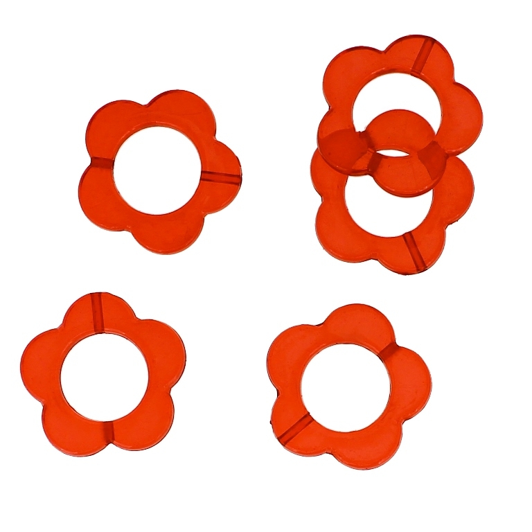 TRANSPARENT PLASTIC BEADS - FLOWER 06 - INNER HOLE 13.0mm - 24x3mm RED V12 - 50g Hole-1.5mm (50pcs.)