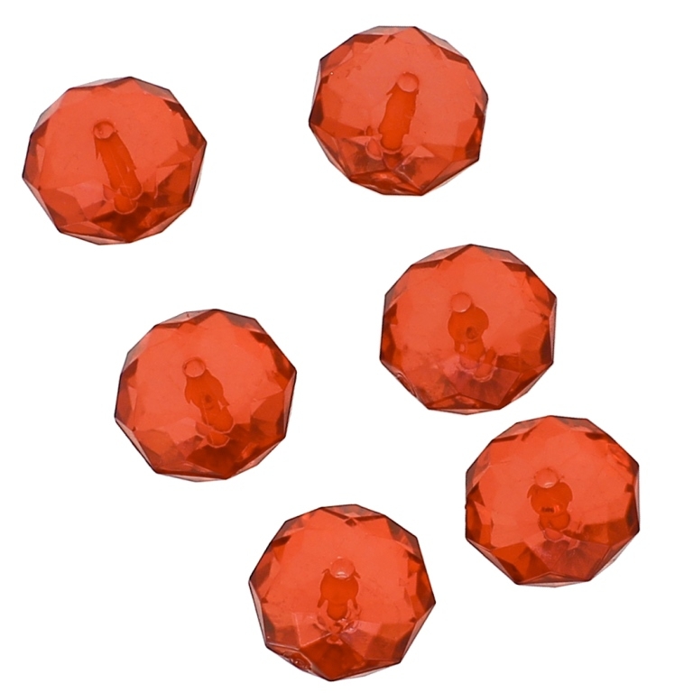 TRANSPARENT PLASTIC BEADS - WASHER FACETED - 10x14mm RED 02 V10 - 50g Hole-2.0mm (42pcs.)