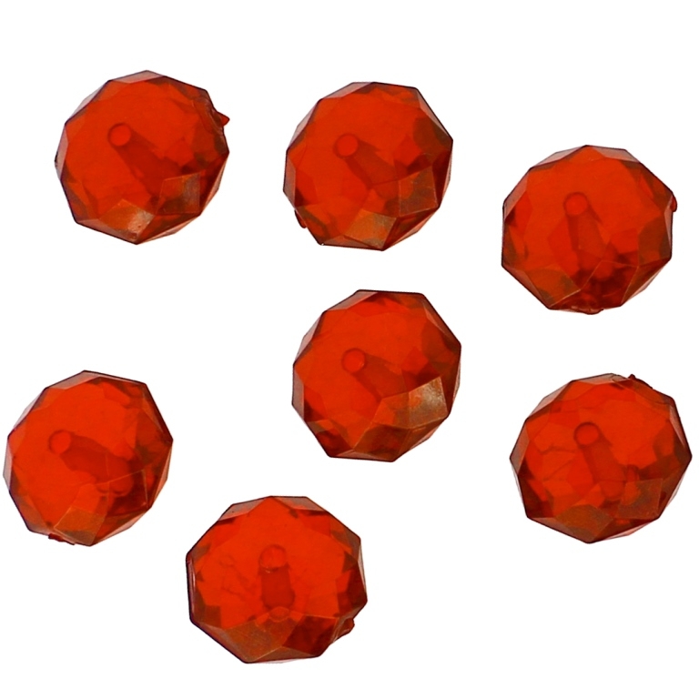 TRANSPARENT PLASTIC BEADS - WASHER FACETED - 10x14mm RED V12 - 50g Hole-2.0mm (42pcs.)