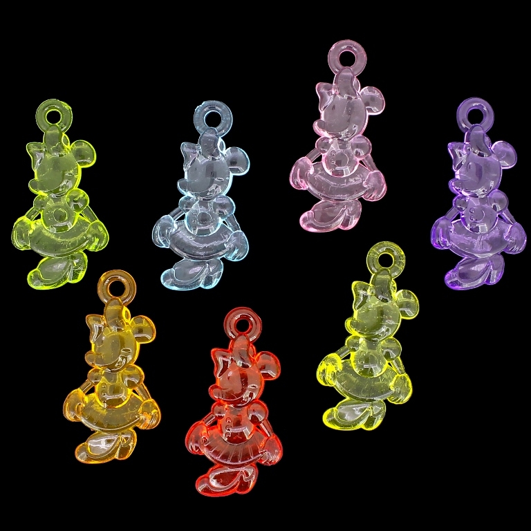 TRANSPARENT PLASTIC BEADS - PENDANT MINNIE MOUSE - 20x39x6mm MIX - 50g Hole-3.5mm (29pcs.)