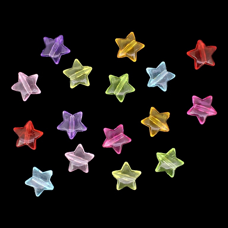 TRANSPARENT PLASTIC BEADS - STAR 01 - 11x6mm MIXED - 50g Hole-2.0mm (137pcs.)