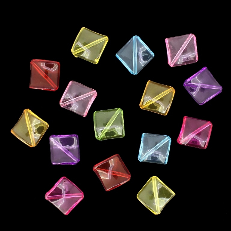 TRANSPARENT PLASTIC BEADS - SQUARE WAVE - 18.5x7mm MIXED - PACKAGE 500g Hole-1.8mm (600pcs.)