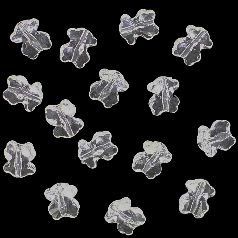 TRANSPARENT PLASTIC BEADS - BEAR 03 FACETED - 12x10x8mm WHITE V01 - PACKAGE 500g Hole-1.8mm (1100pcs.)