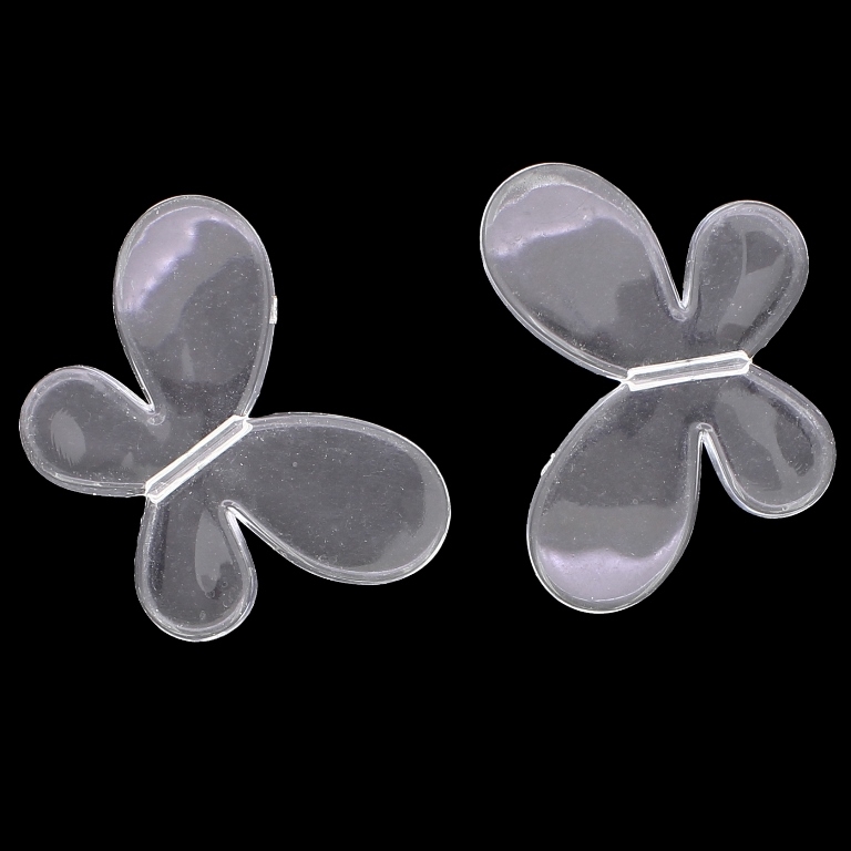 TRANSPARENT PLASTIC BEADS - BUTTERFLY 01 - SMOOTH 33x46x8mm WHITE V01 - 50g Hole-3.5mm (6pcs.)