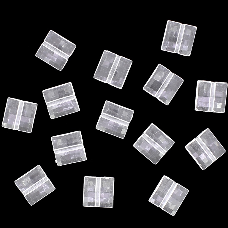 TRANSPARENT PLASTIC BEADS - TILE SQUARE FACETED - 10x10x4mm WHITE V01 - PACKAGE 500g Hole-1.5mm (1500pcs.)