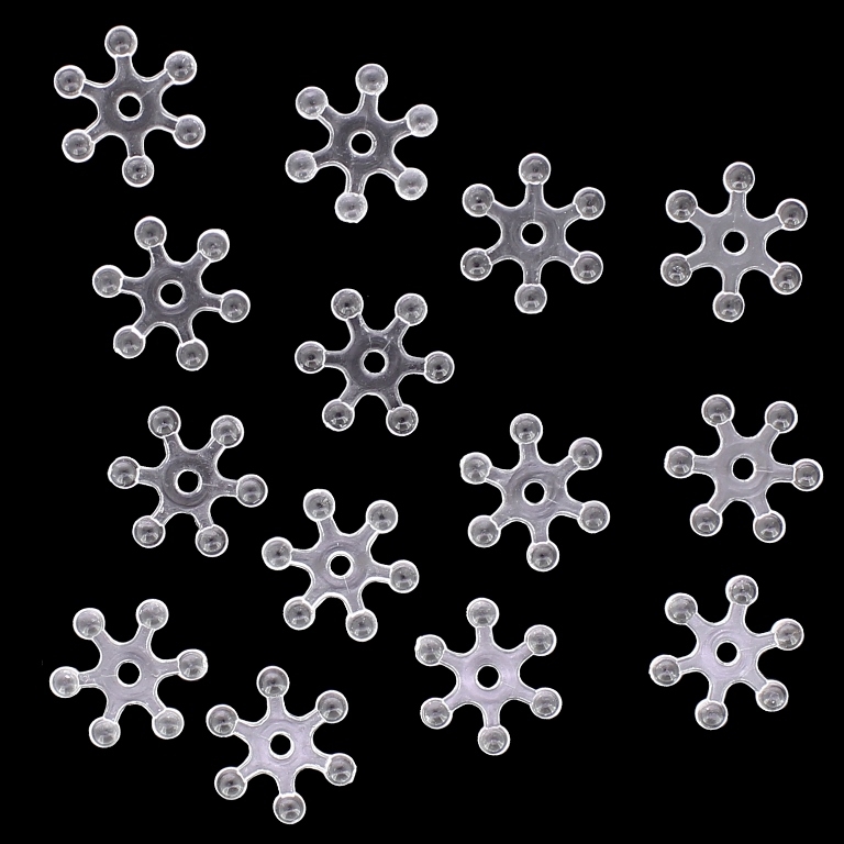 TRANSPARENT PLASTIC BEADS - SNOWFLAKE 01 - 3x13x15mm WHITE V01 - 50g Hole-2.0mm (305pcs.)