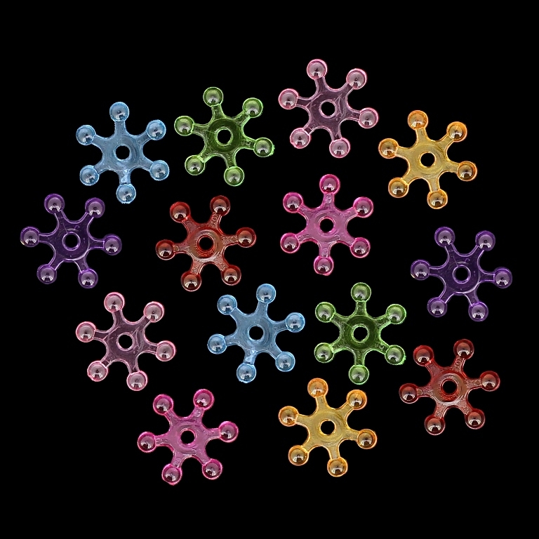 TRANSPARENT PLASTIC BEADS - SNOWFLAKE 01 - 3x13x15mm MIXED - 50g Hole-2.0mm (305pcs.)