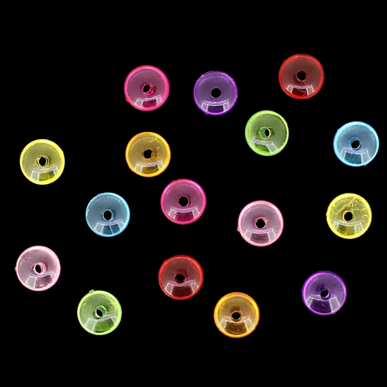 TRANSPARENT PLASTIC BEADS - WASHER - 3.5x8mm MIXED - 50g Hole-1.8mm (370pcs.)