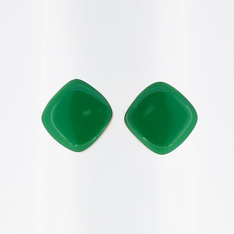 JEWELRY - EARRINGS - SCREW - STAINLESS STEEL WITH ENAMEL - SQUARE 01 - 1.2x1.2cm ROSE GOLD AND GREEN - PACKAGE 6 pairs