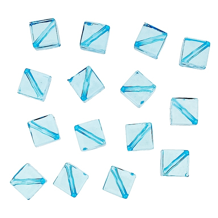 TRANSPARENT PLASTIC BEADS - CUBE DIAGONAL - 12x8x8mm BLUE SKY (DARK) V40 - 50g Hole-1.5mm (85pcs.)