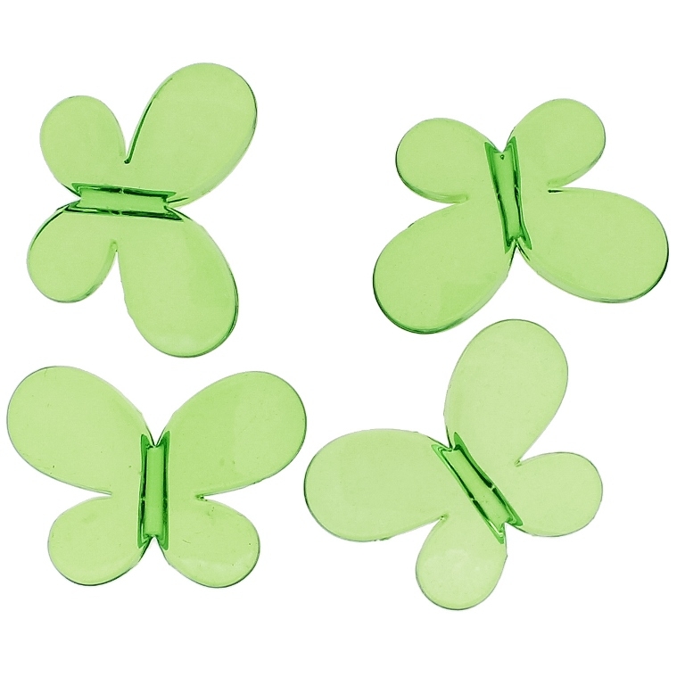 TRANSPARENT PLASTIC BEADS - BUTTERFLY 01 - SMOOTH 21x29x6mm GREEN (LIGHT) V34 - 50g Hole-3.0mm (26pcs.)