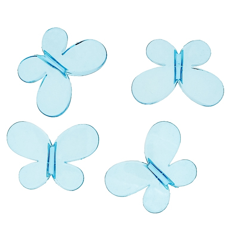 TRANSPARENT PLASTIC BEADS - BUTTERFLY 01 - SMOOTH 21x29x6mm BLUE SKY (DARK) V40 - PACKAGE 500g Hole-3.0mm (255pcs.)