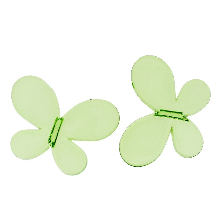 TRANSPARENT PLASTIC BEADS - BUTTERFLY 01 - SMOOTH 33x46x8mm GREEN (LIGHT) V34 - PACKAGE 500g Hole-3.5mm (65pcs.)