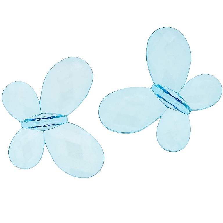 TRANSPARENT PLASTIC BEADS - BUTTERFLY 03 - FACETED 35x46x7mm BLUE SKY (DARK) V40 - PACKAGE 500g Hole-2.5mm (90pcs.)