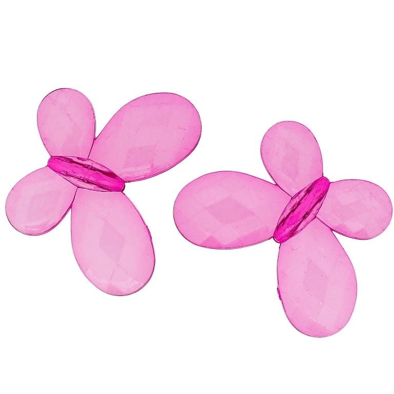 TRANSPARENT PLASTIC BEADS - BUTTERFLY 03 - FACETED 35x46x7mm CYCLAMEN PINK V08 - 50g Hole-2.5mm (9pcs.)