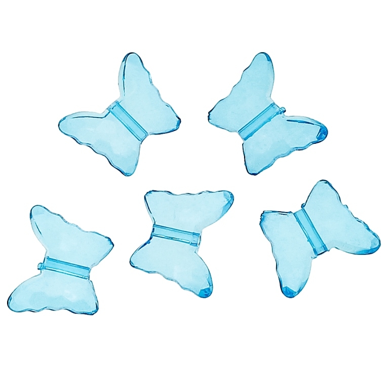 TRANSPARENT PLASTIC BEADS - BUTTERFLY 04 - FACETED 13x15x6mm BLUE SKY (DARK) V40 - PACKAGE 500g Hole-1.8mm (890pcs.)