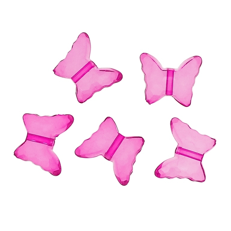 TRANSPARENT PLASTIC BEADS - BUTTERFLY 04 - FACETED 13x15x6mm CYCLAMEN PINK V08 - PACKAGE 500g Hole-1.8mm (890pcs.)