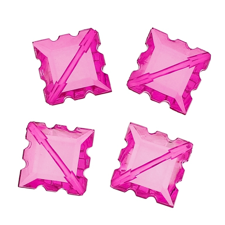 TRANSPARENT PLASTIC BEADS - TILE RELIEF - 22x16x7mm CYCLAMEN PINK V08 - 50g Hole-1.5mm (35pcs.)