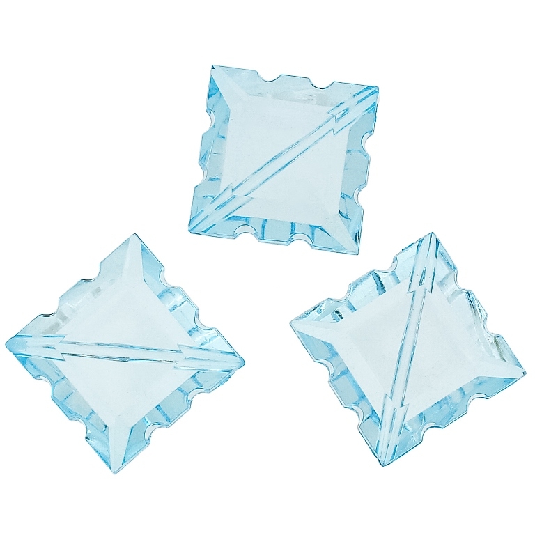 TRANSPARENT PLASTIC BEADS - TILE RELIEF - 33x24x11mm BLUE SKY (DARK) V40 - 50g Hole-2.8mm (9pcs.)