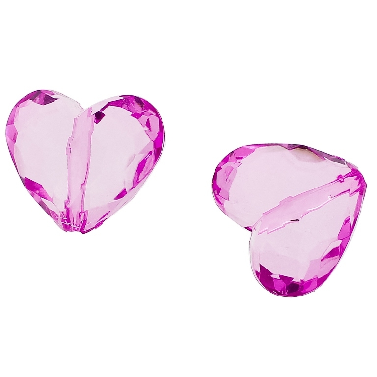 TRANSPARENT PLASTIC BEADS - HEART 06 FACETED - 25x29x16mm CYCLAMEN PURPLE V47 - 50g Hole-2.8mm (8pcs.)