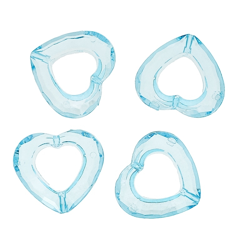 TRANSPARENT PLASTIC BEADS - HEART 08 CONTOUR - INNER HOLE 13x14mm - 25x28x9mm BLUE SKY V39 - 50g Hole-2.0mm (21pcs.)