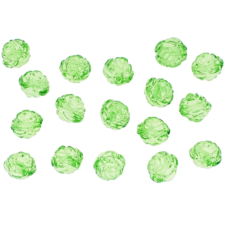 TRANSPARENT PLASTIC BEADS - BALL ROSE - 13mm GREEN (LIGHT) V34 - 50g Hole-2.5mm (53pcs.)