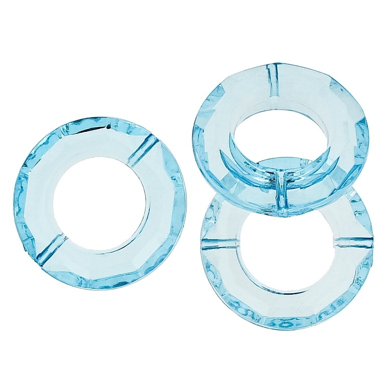 TRANSPARENT PLASTIC BEADS - RING FACETED 01 - INNER HOLE 16mm - 30x8mm BLUE SKY (DARK) V40 - 50g Hole-1.8mm (15pcs.)