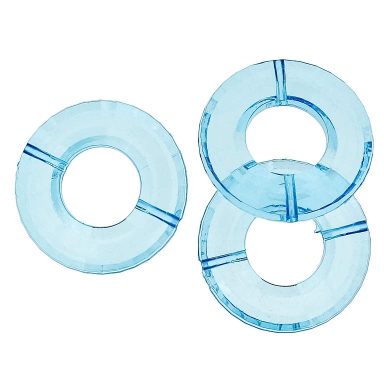 TRANSPARENT PLASTIC BEADS - RING FACETED 02 - INNER HOLE 16mm - 34x7mm BLUE SKY (DARK) V40 - 50g Hole-2.0mm (10pcs.)