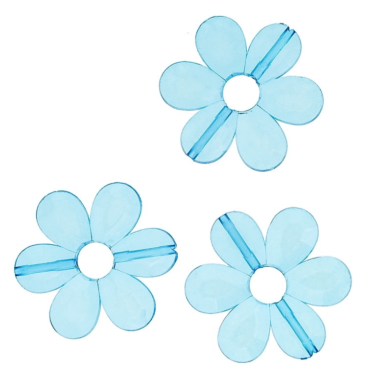 TRANSPARENT PLASTIC BEADS - FLOWER 04 FACETED - INNER HOLE 7.5mm - 33x4mm BLUE SKY (DARK) V40 - 50g Hole-1.8mm (23pcs.)