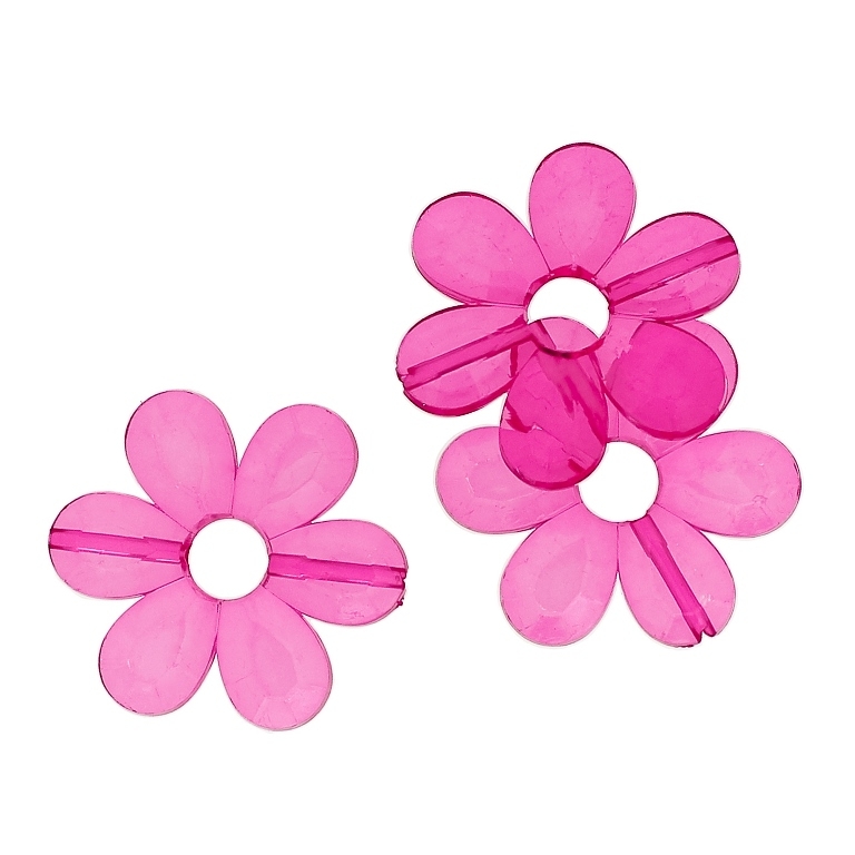 TRANSPARENT PLASTIC BEADS - FLOWER 04 FACETED - INNER HOLE 7.5mm - 33x4mm CYCLAMEN PINK V08 - 50g Hole-1.8mm (23pcs.)