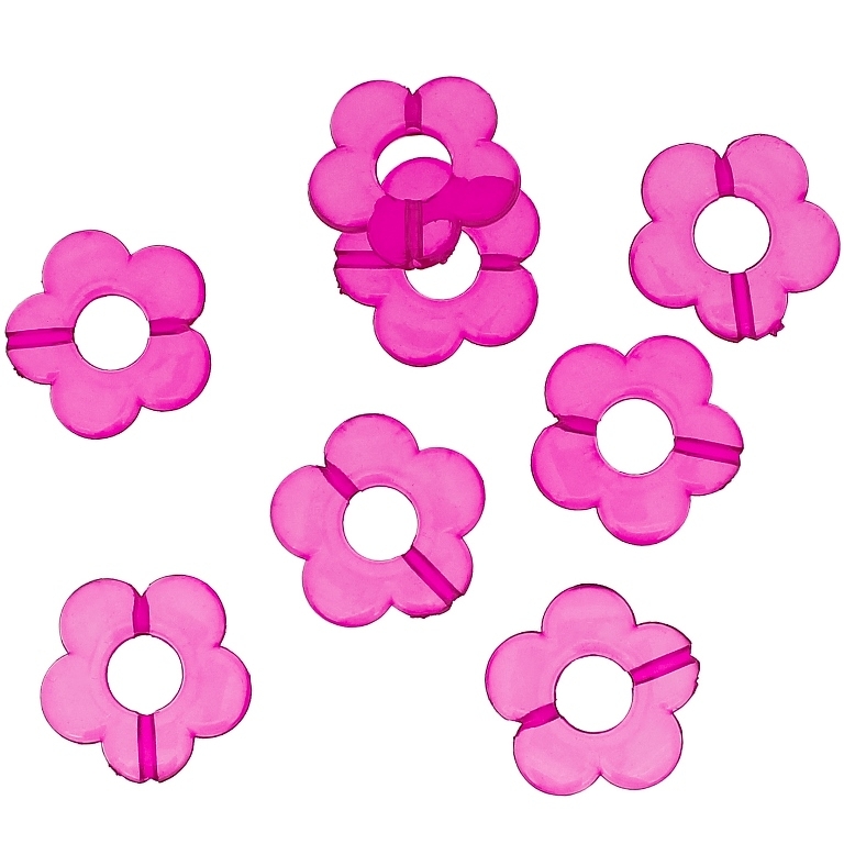 TRANSPARENT PLASTIC BEADS - FLOWER 06 - INNER HOLE 7.0mm - 19x3.5mm CYCLAMEN PINK V08 - 50g Hole-1.8mm (61pcs.)