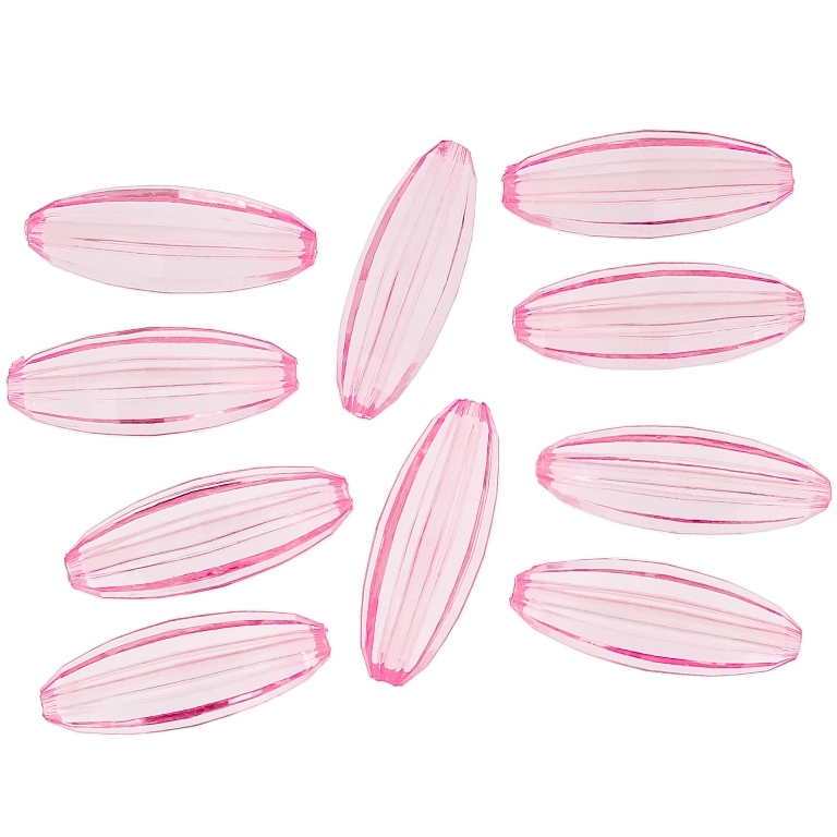 TRANSPARENT PLASTIC BEADS - ELLIPSE FACETED 03 - 33x12mm PINK V04 - PACKAGE 500g Hole-2.0mm (190pcs.)