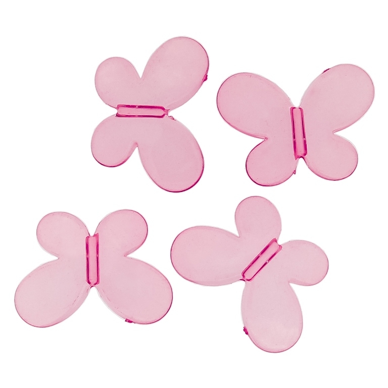 TRANSPARENT PLASTIC BEADS - BUTTERFLY 01 - SMOOTH 21x29x6mm PINK V04 - 50g Hole-3.0mm (26pcs.)