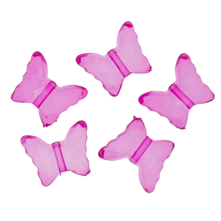 TRANSPARENT PLASTIC BEADS - BUTTERFLY 04 - FACETED 13x15x6mm CYCLAMEN PURPLE (DARK) V48 - PACKAGE 500g Hole-1.8mm (890pcs.)