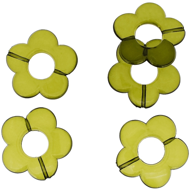 TRANSPARENT PLASTIC BEADS - FLOWER 06 - INNER HOLE 12mm - 30x5mm GREEN MILITARY V67 - 50g Hole-2.0mm (20pcs.)