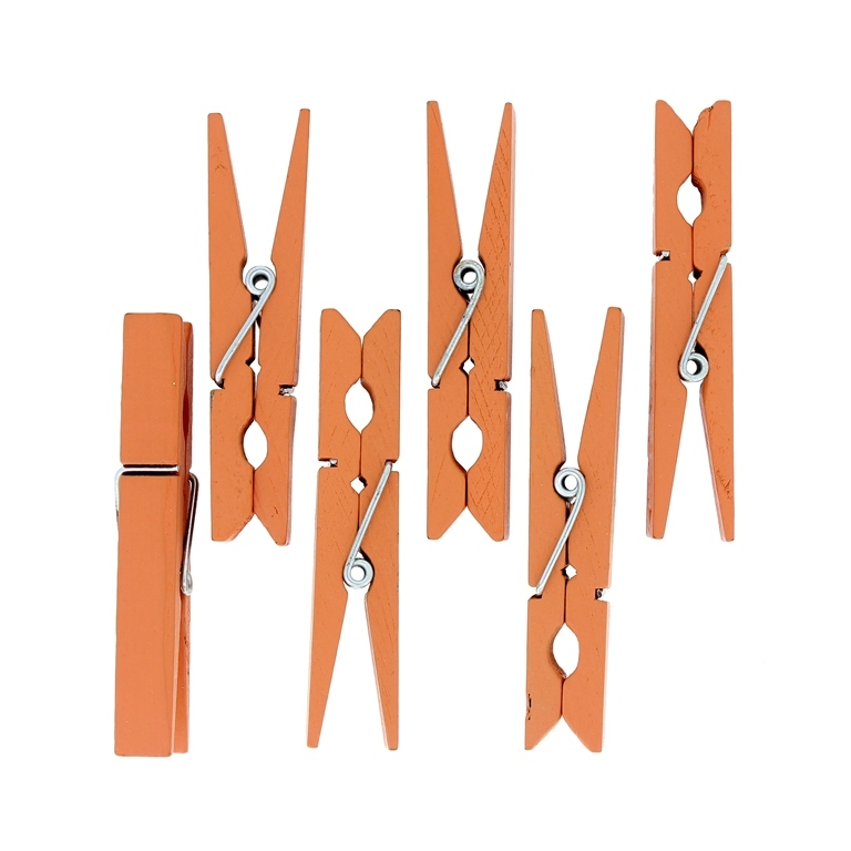 WOODEN FIGURES - CLOTHESPIN - 72х13х10mm ORANGE - PACKAGE 50pcs.