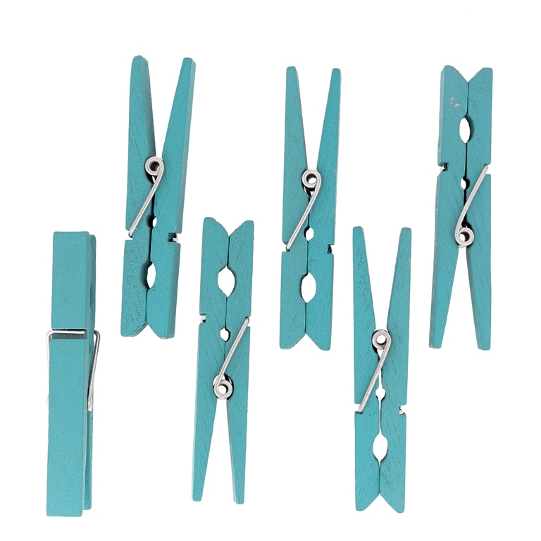 WOODEN FIGURES - CLOTHESPIN - 74х13х10mm TURQUOISE BLUE (LIGHT) - 5pcs.