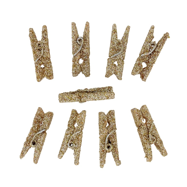 WOODEN FIGURES - CLOTHESPIN - GLITTER - 25х8х4mm GOLD - PACKAGE 200pcs.