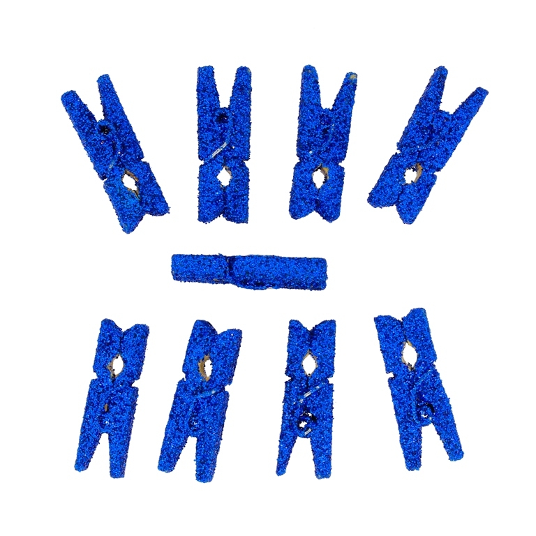 WOODEN FIGURES - CLOTHESPIN - GLITTER - 25х8х4mm BLUE - PACKAGE 200pcs.