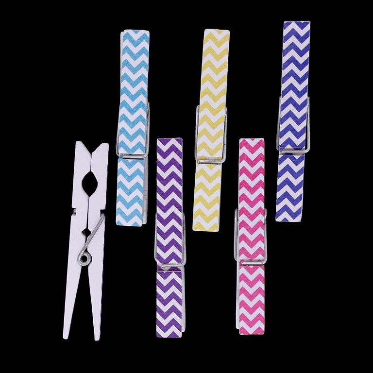 WOODEN FIGURES - CLOTHESPIN - ZIG-ZAG STRIPED - 74х13х10mm MIX - 5pcs.