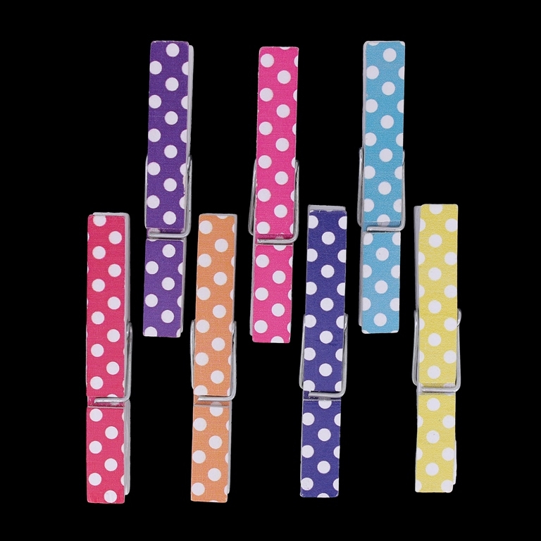 WOODEN FIGURES - CLOTHESPIN - DOTS - 74х13х10mm MIX - 5pcs.